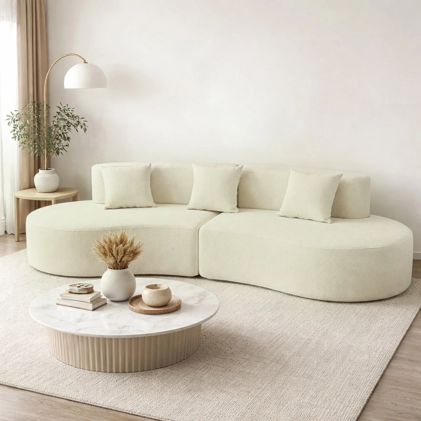 US Modern Curved Four Seat Half Moon Modular Sofa For Living Room
