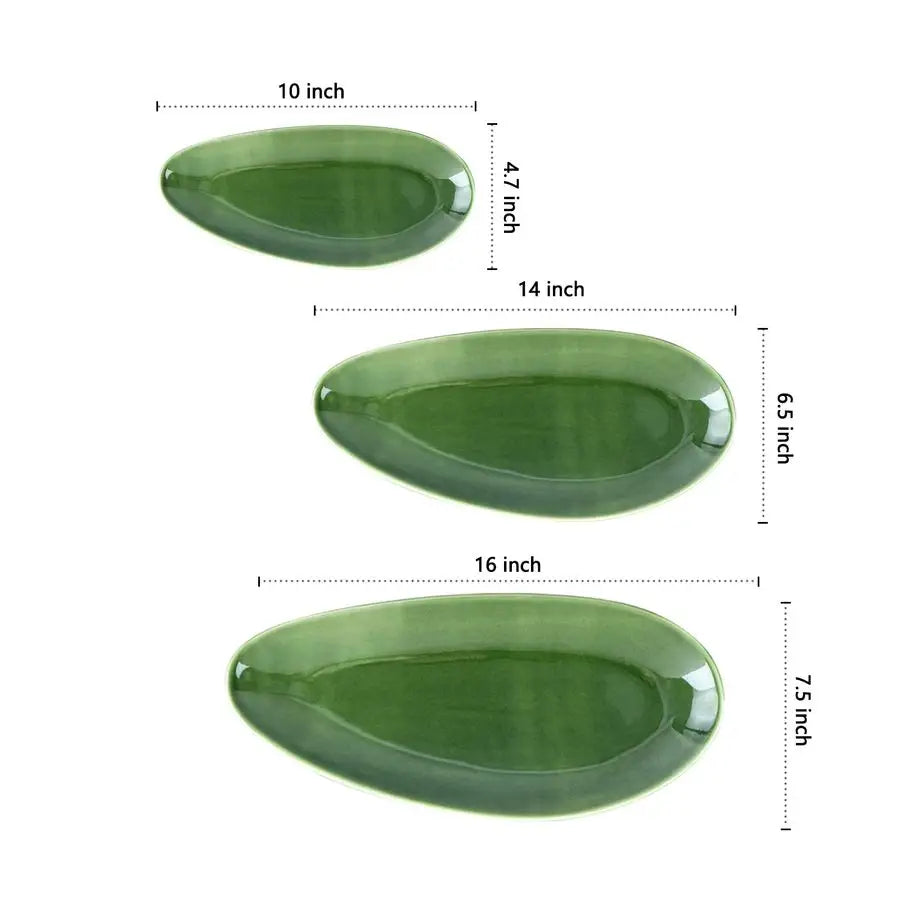 Porcelain Oval Serving Platters Set For Party And BBQ Stackable