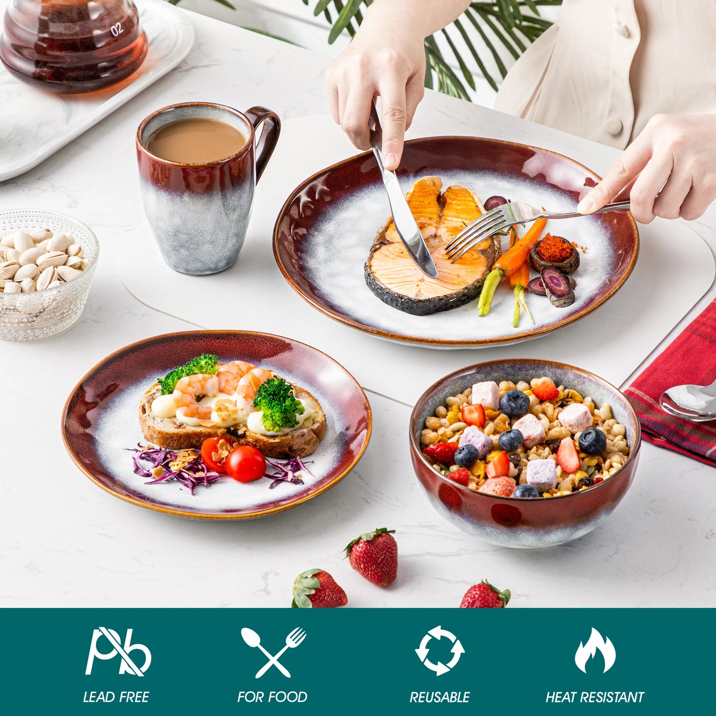 MALACASA Starry Ceramic Dinner Set Tableware Microwave Safe