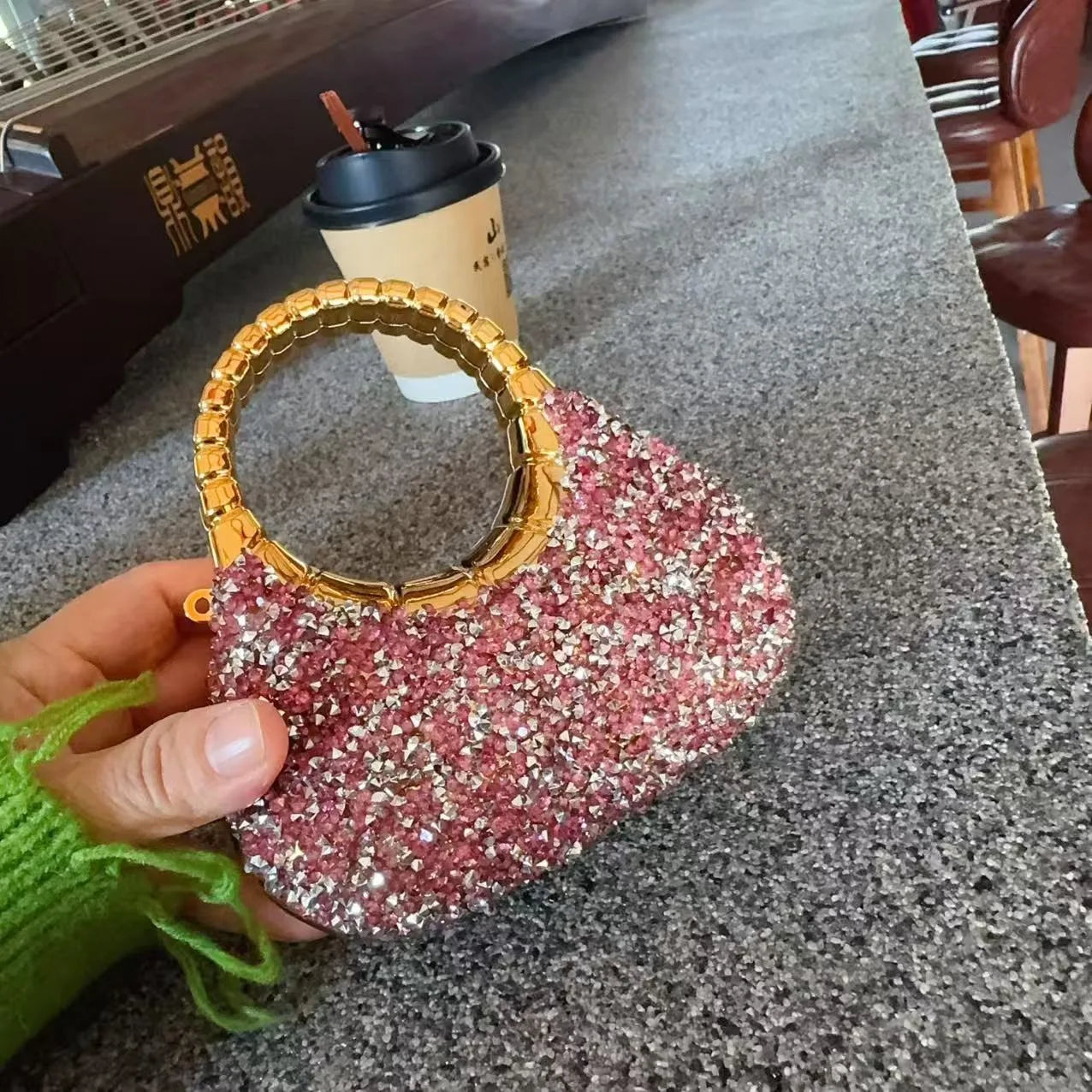 Heart Shaped Sequin Diamond Evening Bag Clutch for Weddings