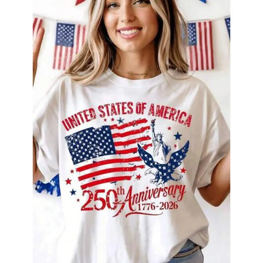 US Anniversary Women Shirt 100 Percent Cotton Round Neck