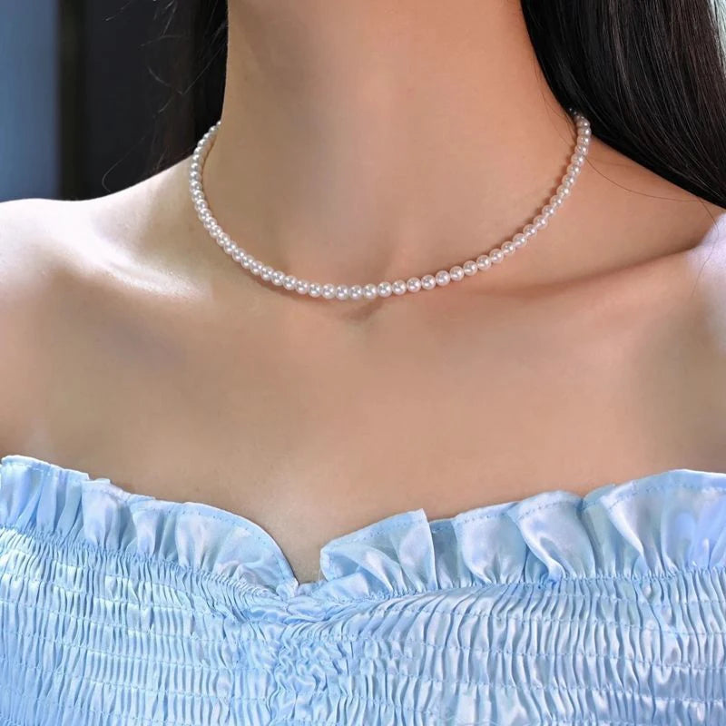 LOVBEAFAS Pearl Choker Necklace For Women And Men Vintage Beads Gift