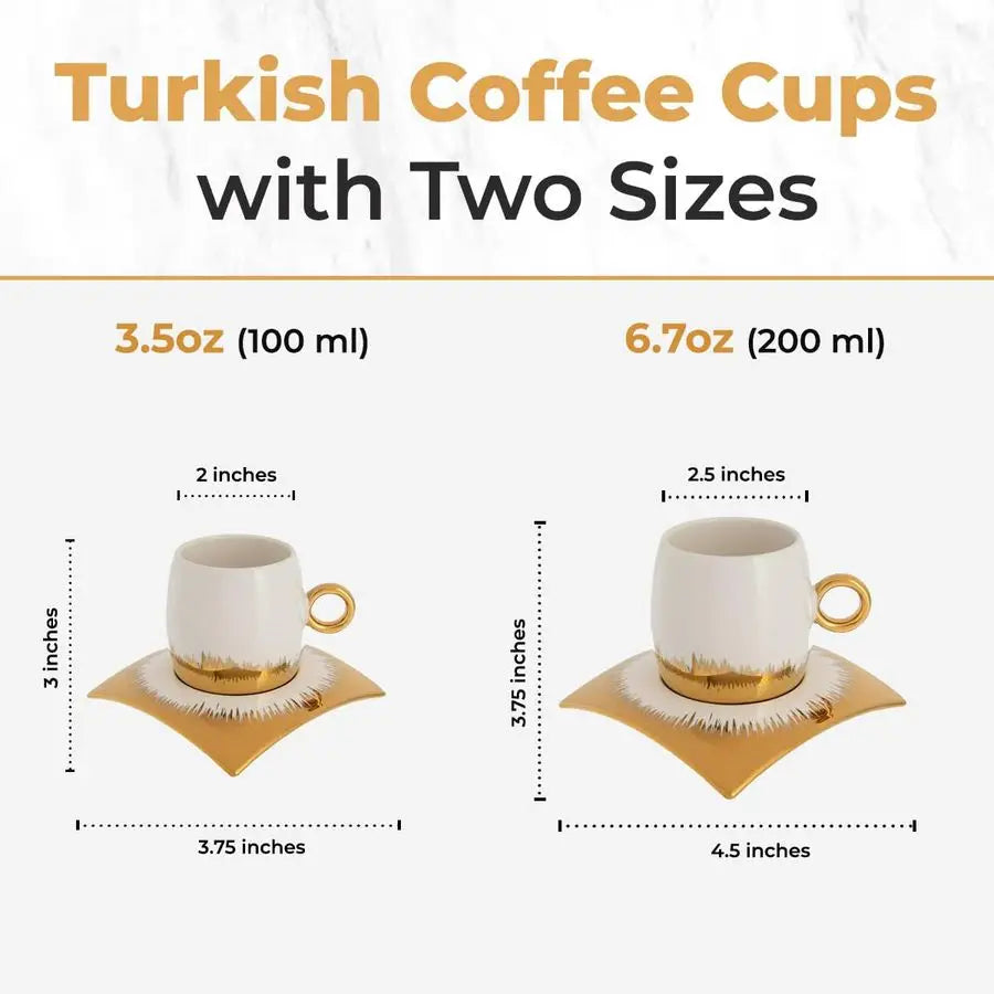 Elegant Marble Ceramic Coffee Cup Set With Saucers And Tray