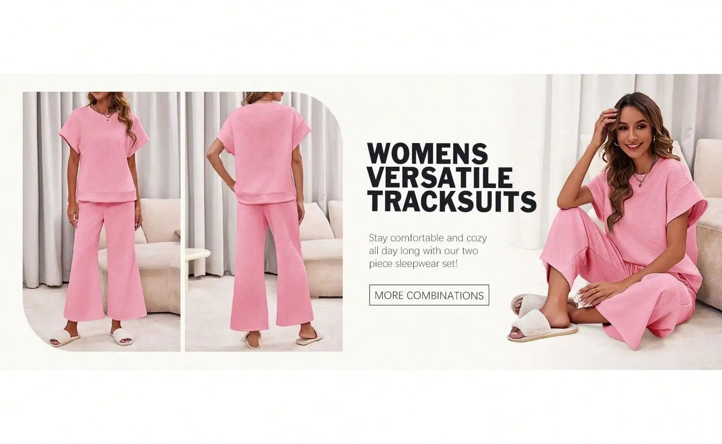 Fisoew Luxury Two Piece Sweatsuit Set With Drawstring Waist