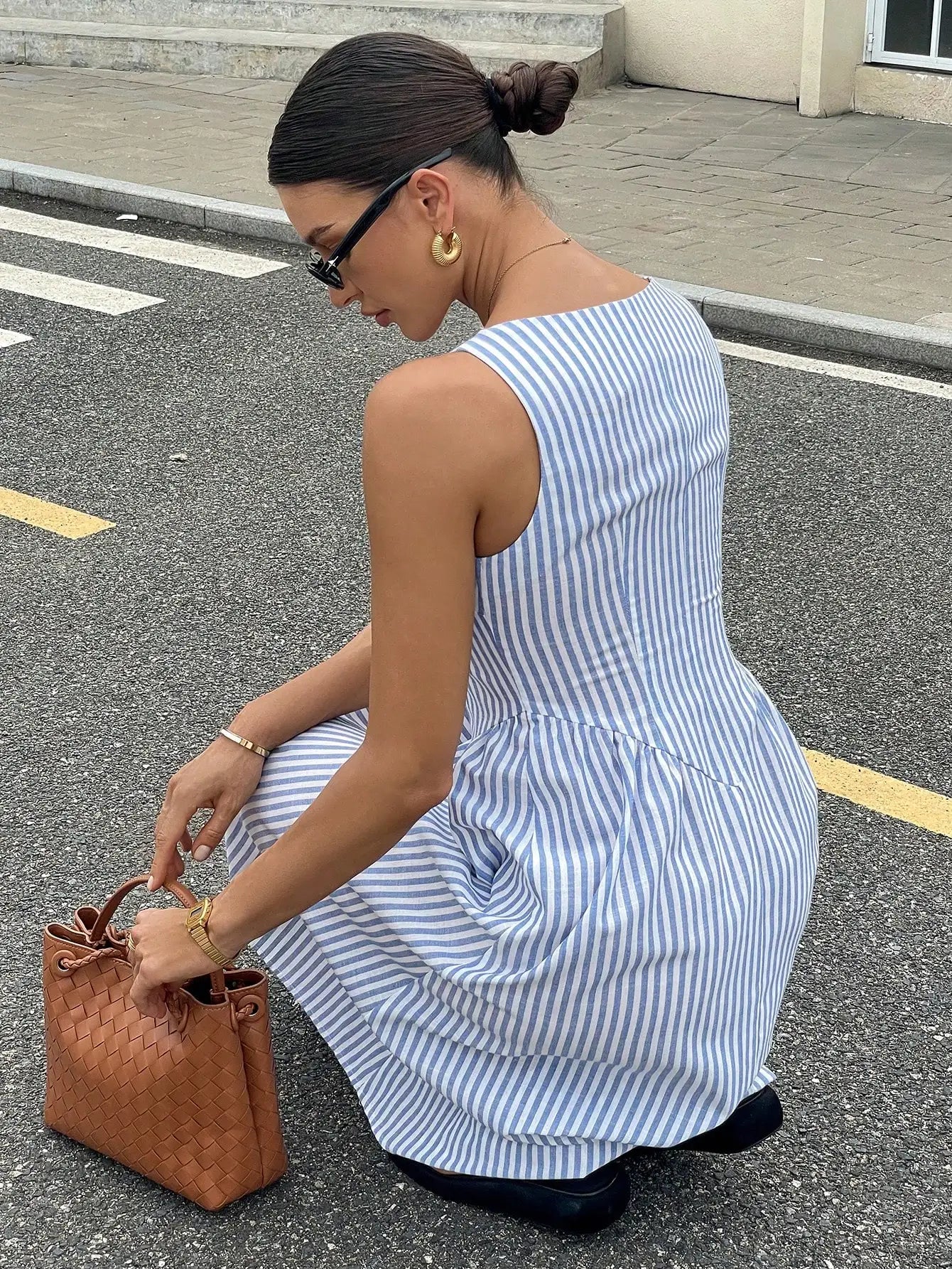 Cotton Square Neck Sleeveless Midi Dress For Women Casual Everyday