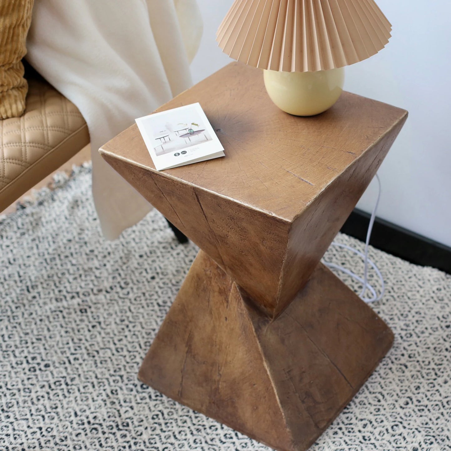 Lightweight Concrete Triangle Accent Table For Indoor And Outdoor