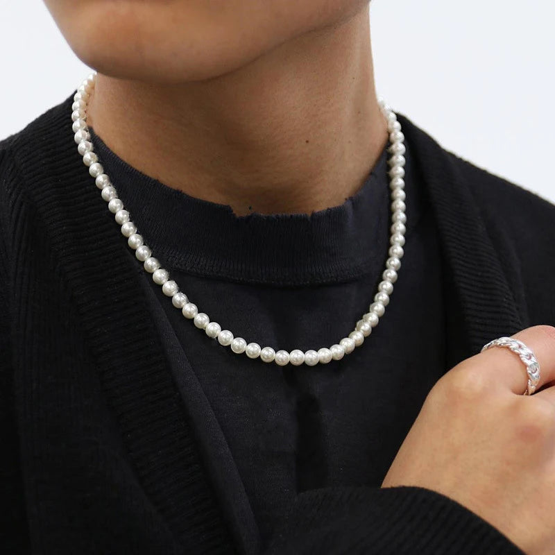LOVBEAFAS Pearl Choker Necklace For Women And Men Vintage Beads Gift