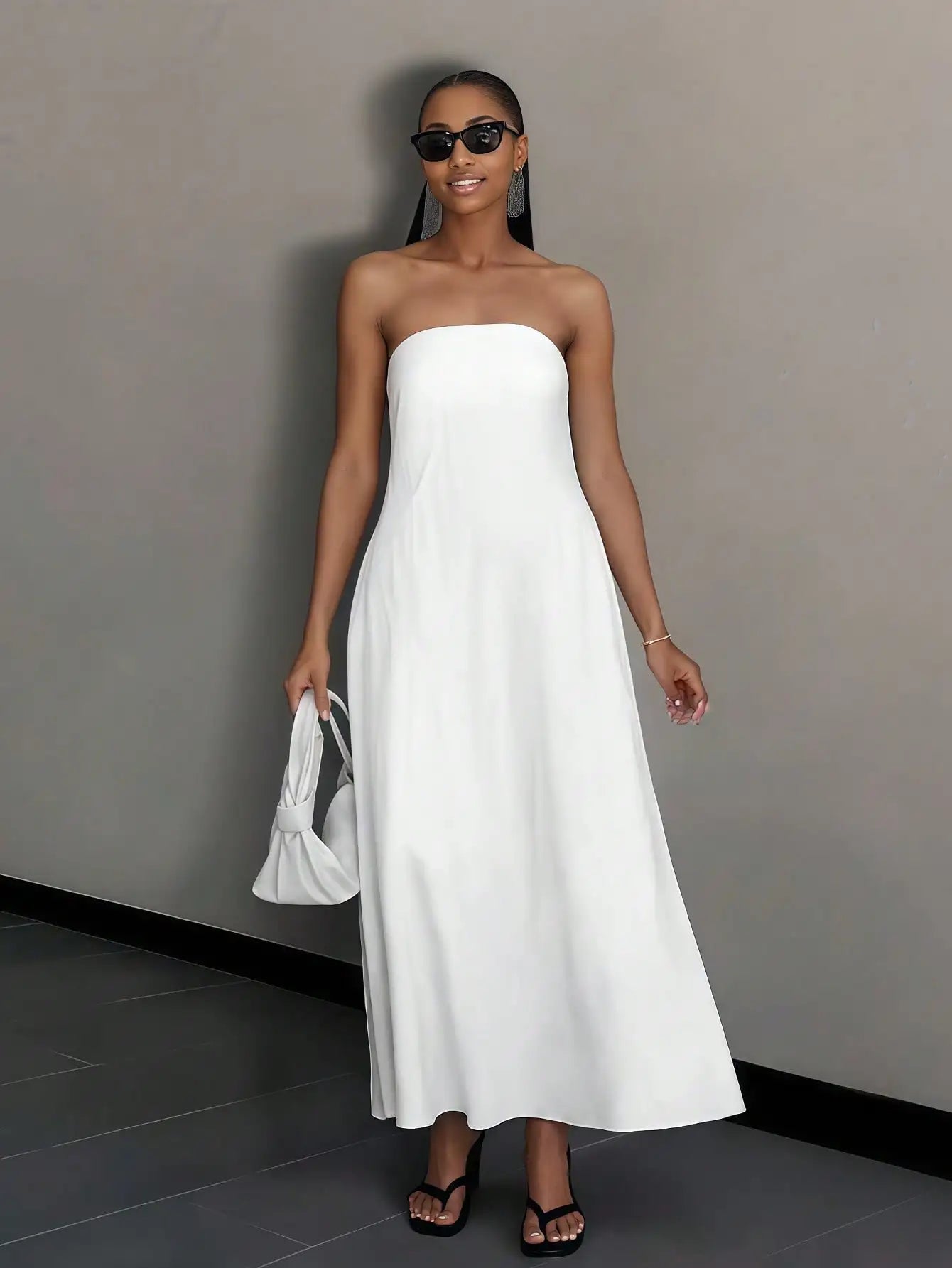 Strapless Sleeveless Maxi Dress For Beach Wedding Guests