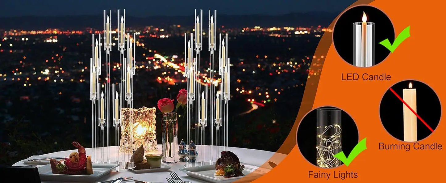 Vincigant 6 Piece Clear Candelabra Centerpiece 8 Arm Acrylic Floor Candle Holder