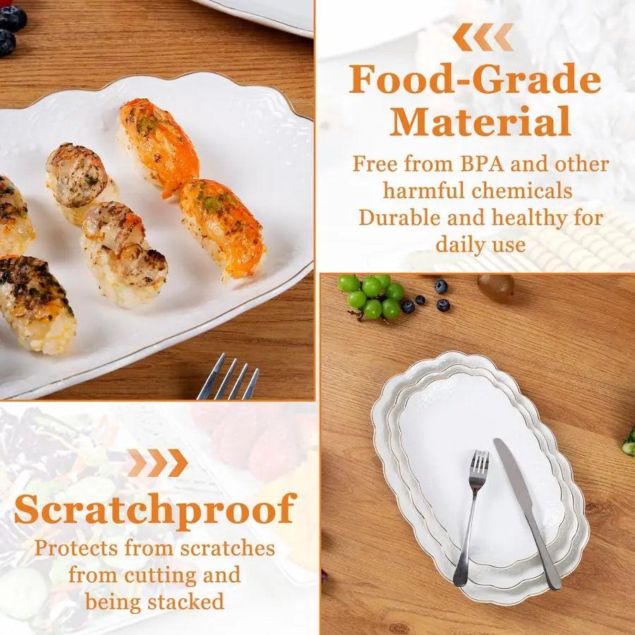 XMSJ Ceramic Serving Platter Set Oval Trays For Entertaining