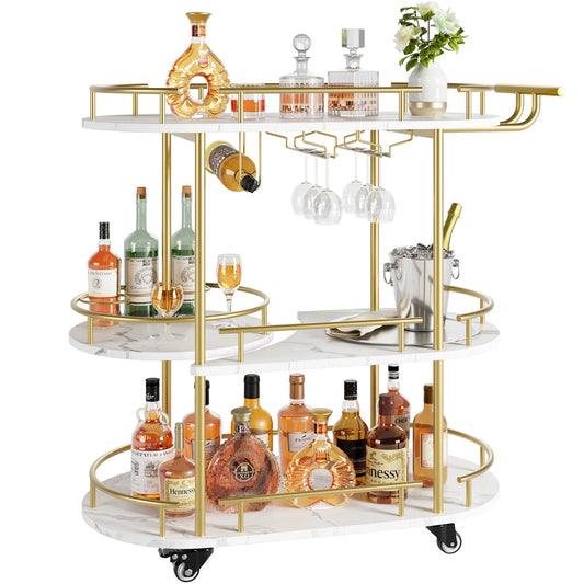 TWISTER.CK Four-Tier Bar Cart With Wine Rack And Glass Holder