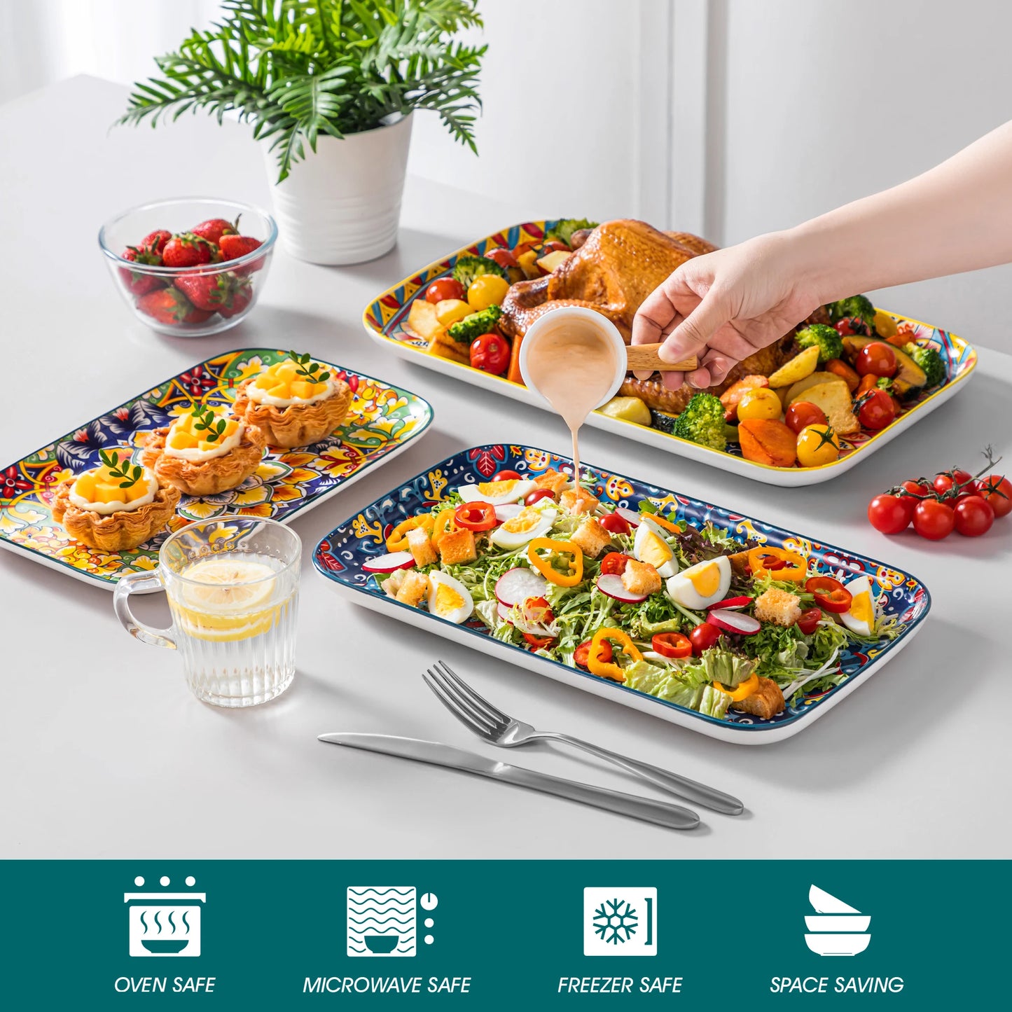 Vancasso Ceramic Salad Plates Set Oven Safe For Cakes
