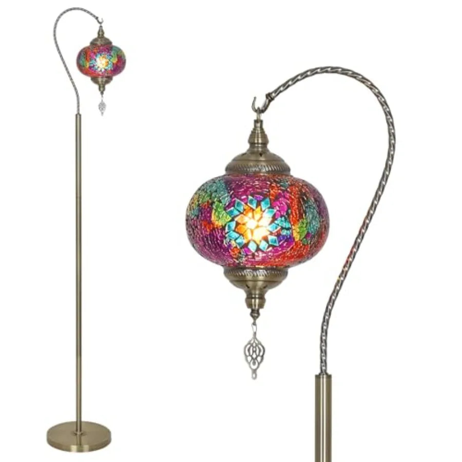 Turkish Moroccan Floor Lamp With Swan Neck Mosaic Shade