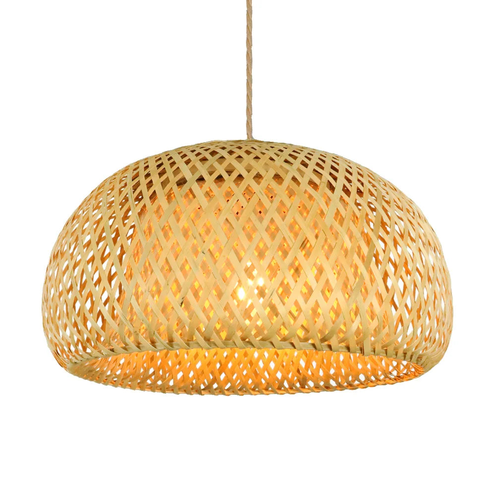 Molden Bamboo Lantern Pendant Light Natural Rattan E27 LED Chandeliers