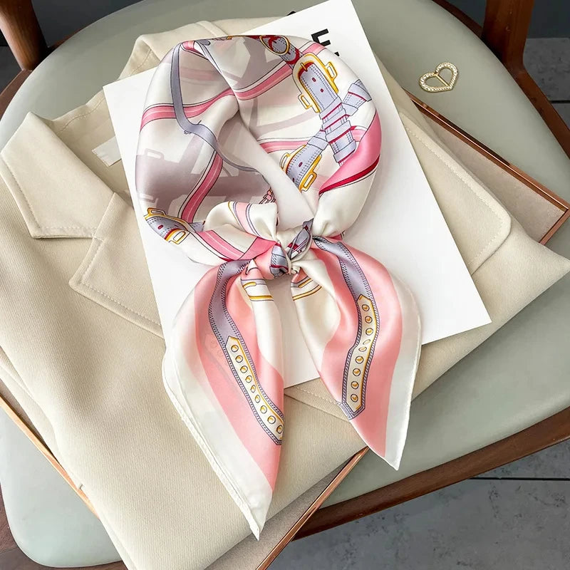Printed Womens Polyester Scarf Square Shawl Luxury Design