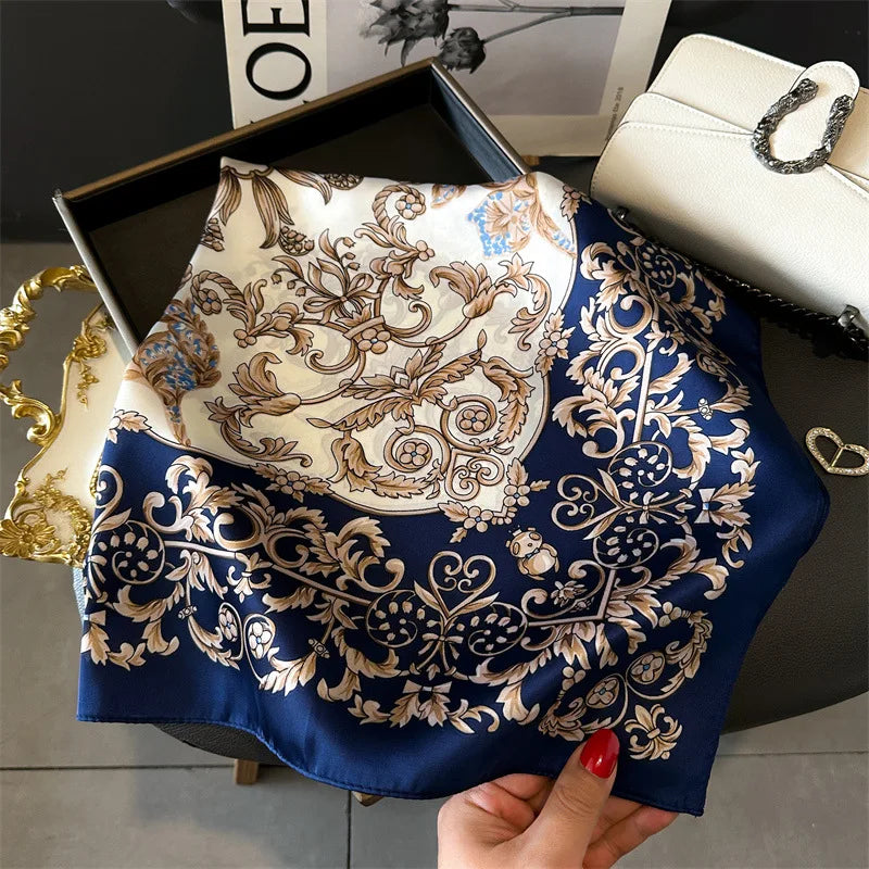 Printed Womens Polyester Scarf Square Shawl Luxury Design