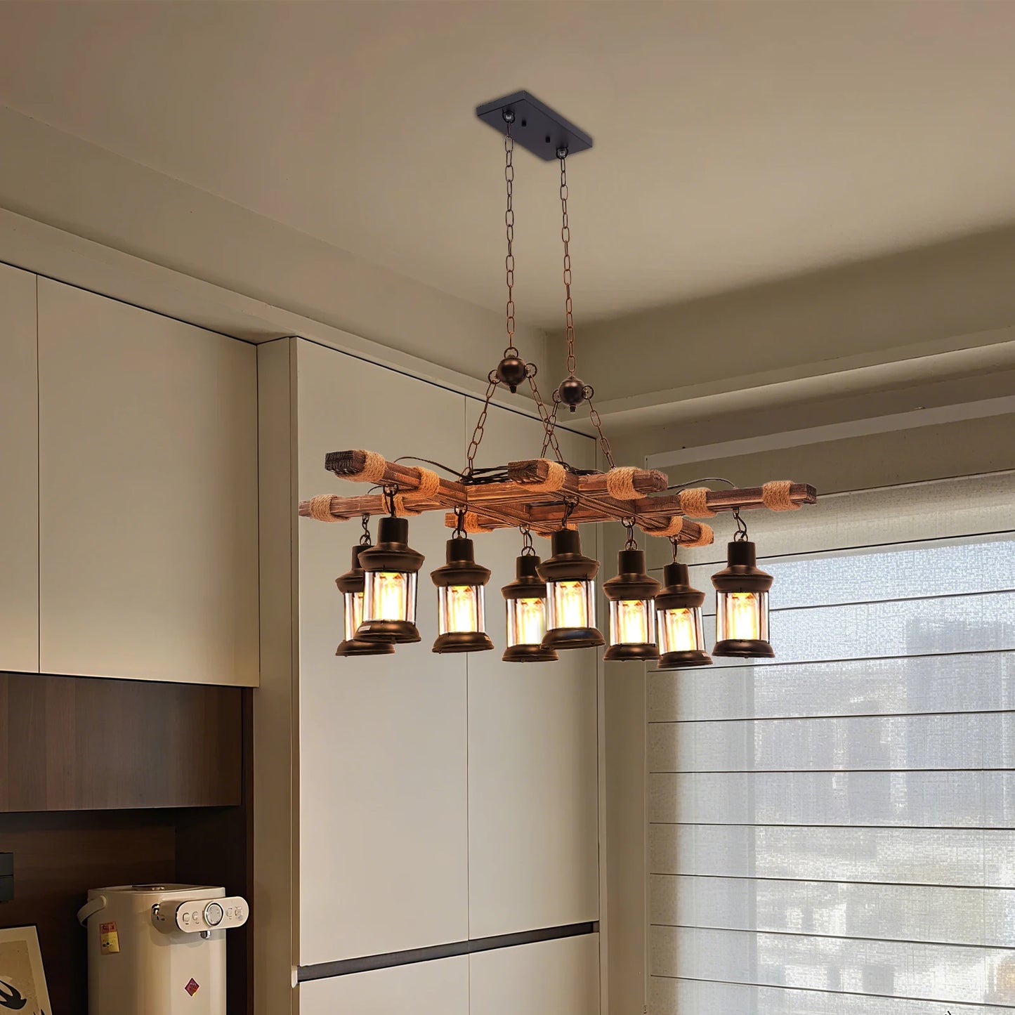 Vintage Wood Ceiling Chandelier Industrial Pendant Light