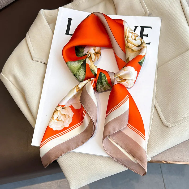 Printed Womens Polyester Scarf Square Shawl Luxury Design