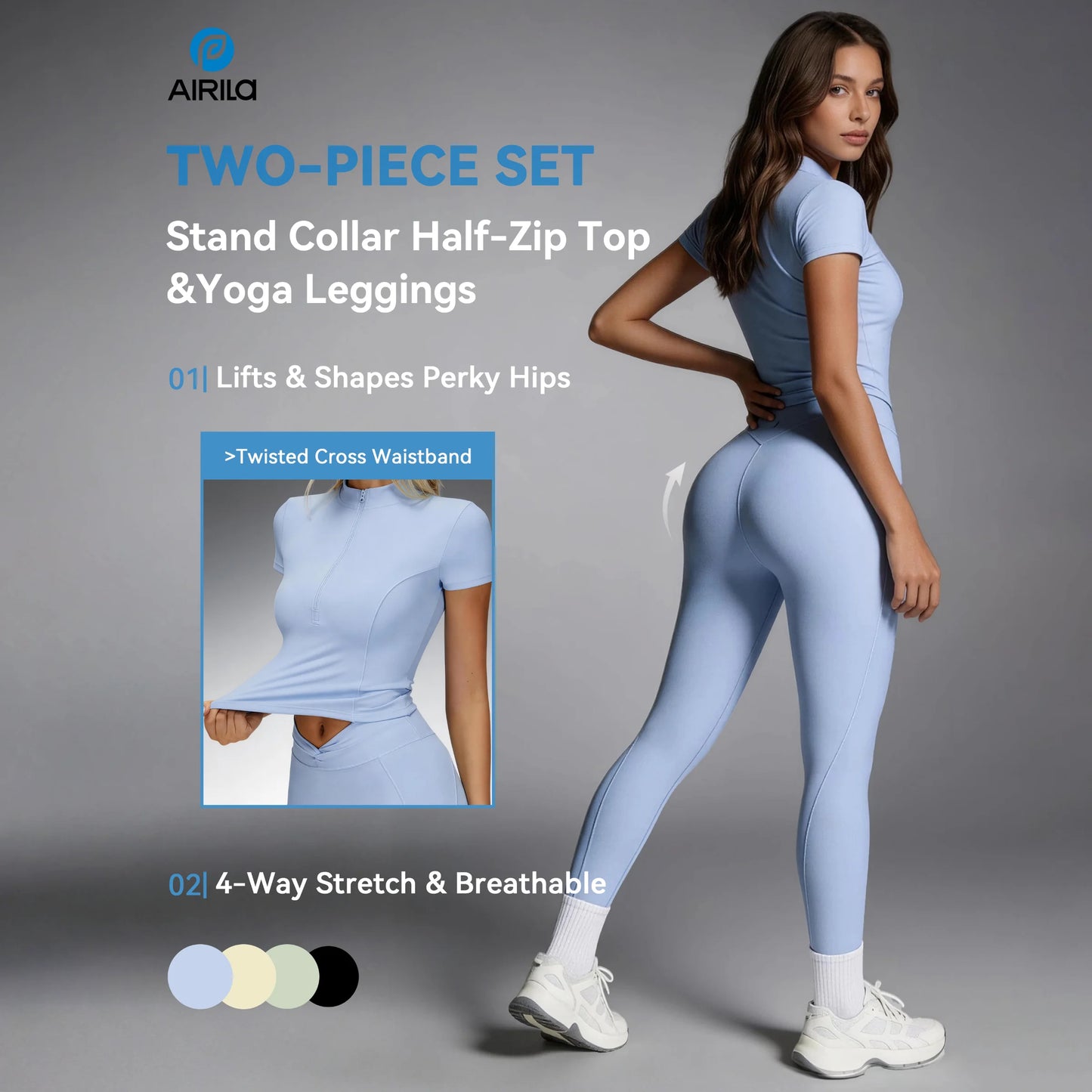Yoga Set Half Zip Tracksuit For Women Breathable Slim Fit
