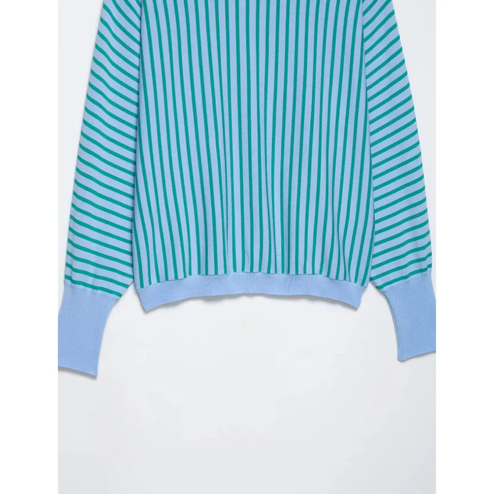 Striped Knit Pullover Women Casual Soft Sweater Top
