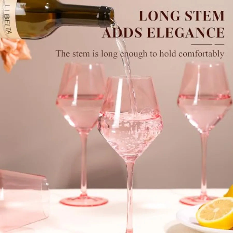 Hand Blown Crystal Wine Glasses With Tall Long Stems