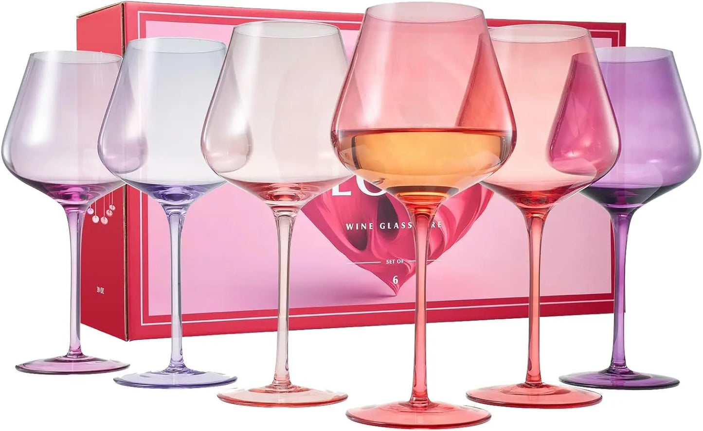 Colors Of Love Valentines Crystal Wine Glasses Set Of 6