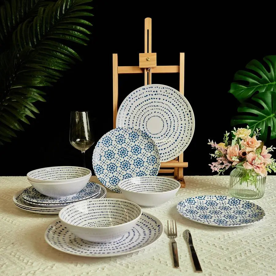 Dinnerware Set of 12 Pcs Dinner Dishes Set Bowls and Plates for Indoor and Outdoor with Unbreakable Nonbreakable Lightweight Din