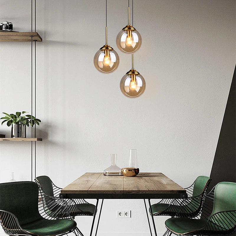 MSZGJY LED Modern Luxury Metal Chandelier Glass Pendant Lamp