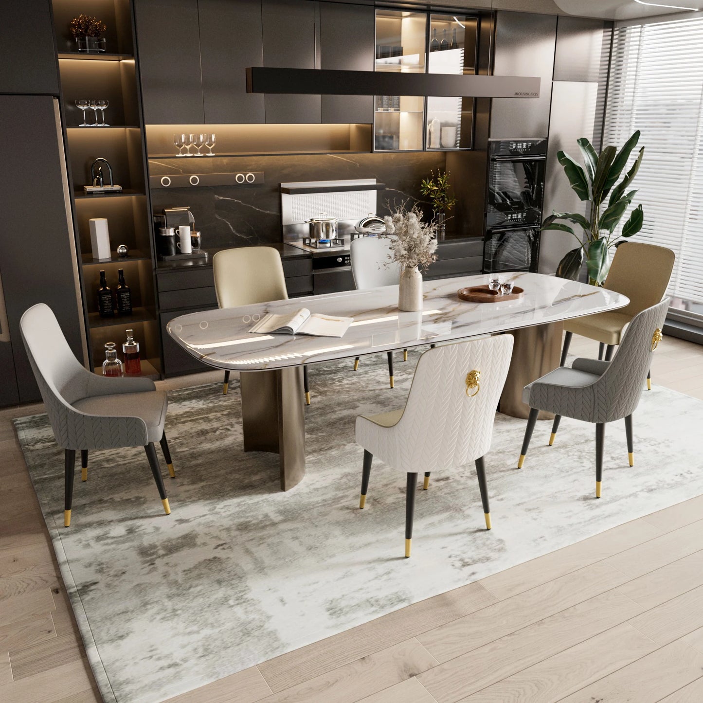 Modern PU Leather Dining Chairs Two With Metal Legs