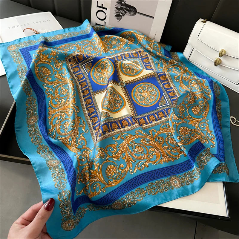 Printed Womens Polyester Scarf Square Shawl Luxury Design