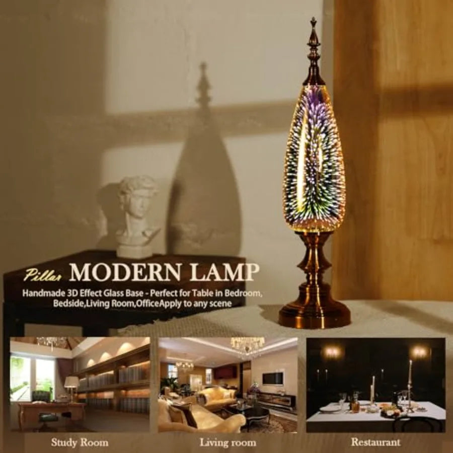 Table Lamp Turkish Arabian Desk Lamp With Handmade 3D Glass Bronze Base