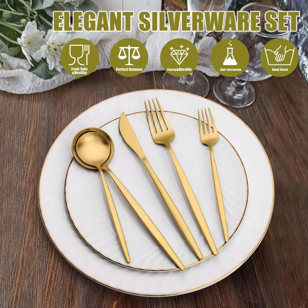 Stainless Steel Flatware Set For 4 Dishwasher Safe Durable Cutlery