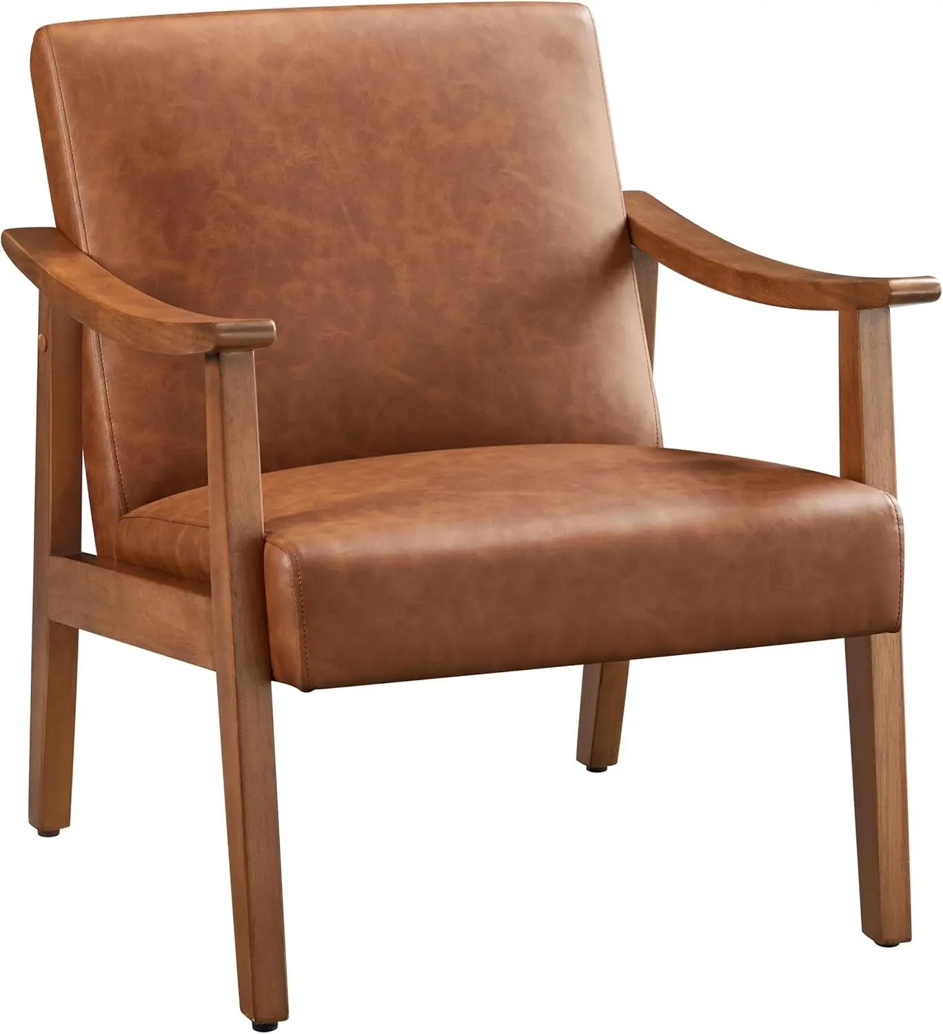 Mid-Century Modern Armchair With Solid Wood Legs For Living Room
