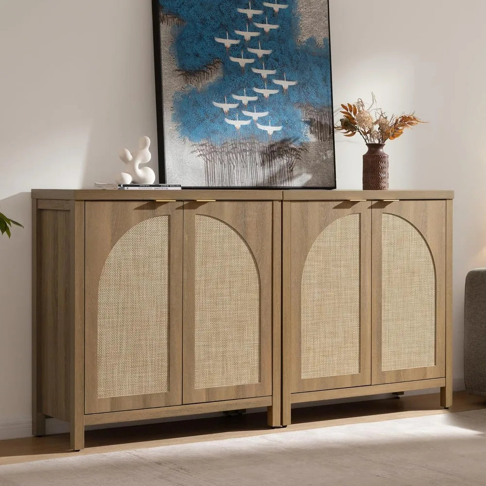 Rattan Sideboard Buffet Cabinets Set Of 2 For Living Room