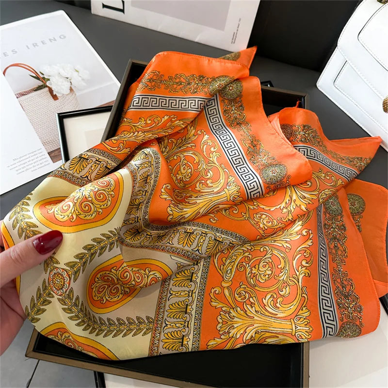 Printed Womens Polyester Scarf Square Shawl Luxury Design