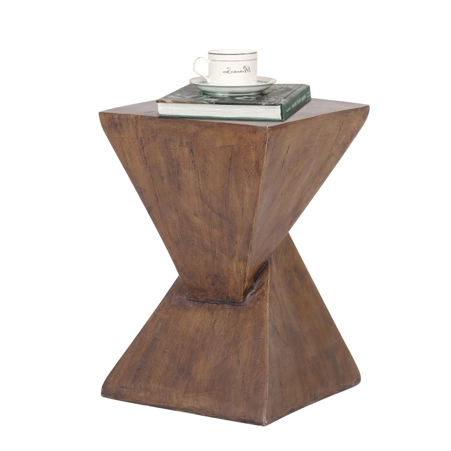 Lightweight Concrete Accent Table Triangle Modern Geometry Indoor Outdoor