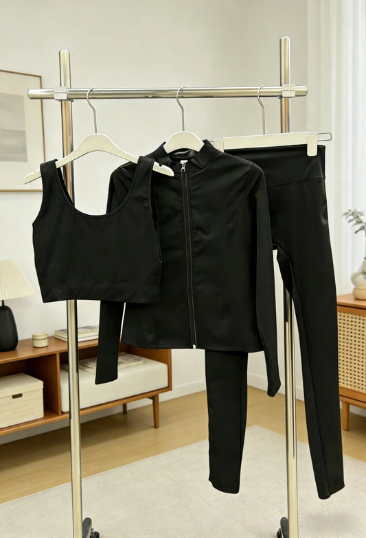 Ladies Sportswear Set High Elastic Long Sleeve Top And Pants