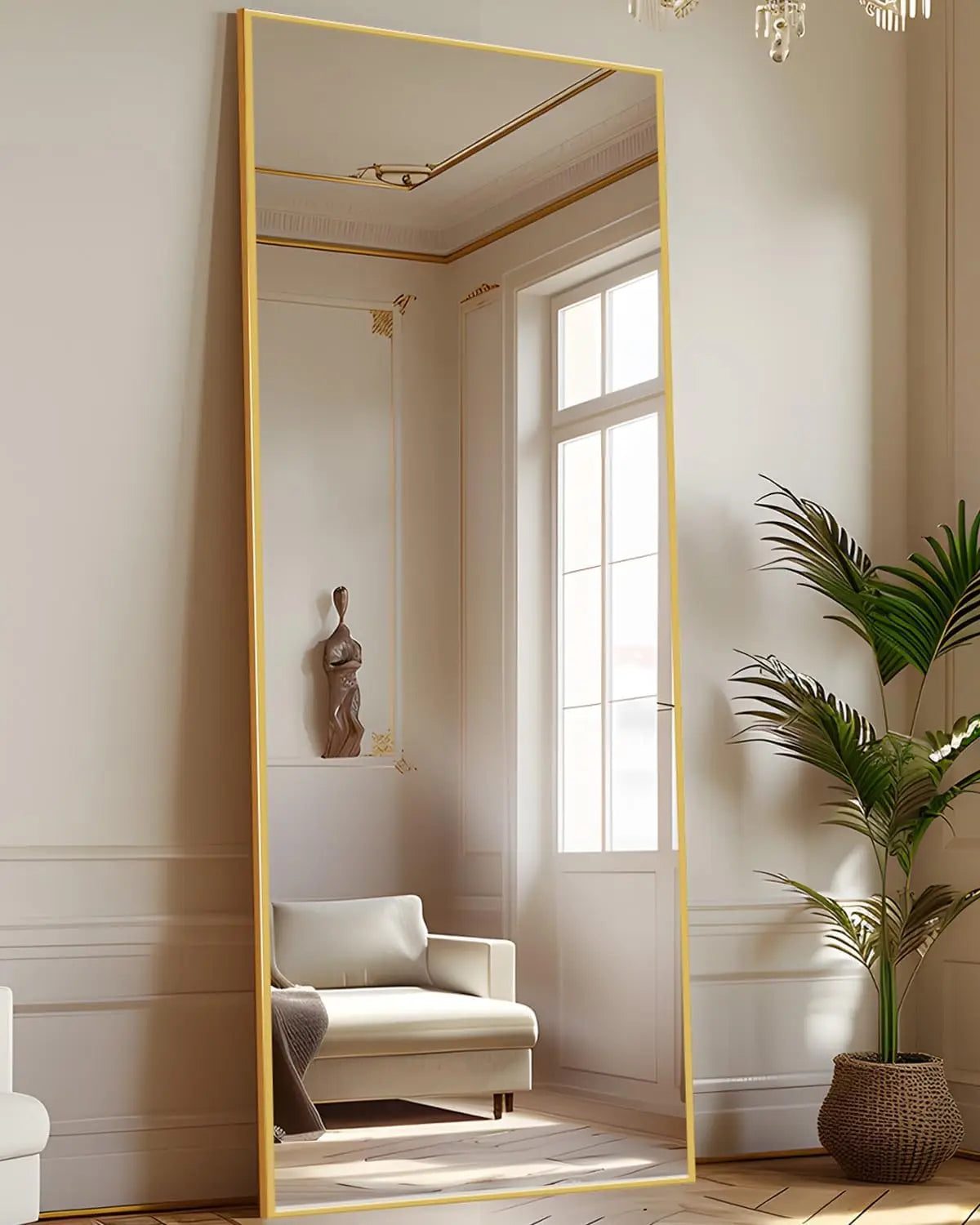 Antok Full Body Mirror With Stable Floor Stand For Bedroom