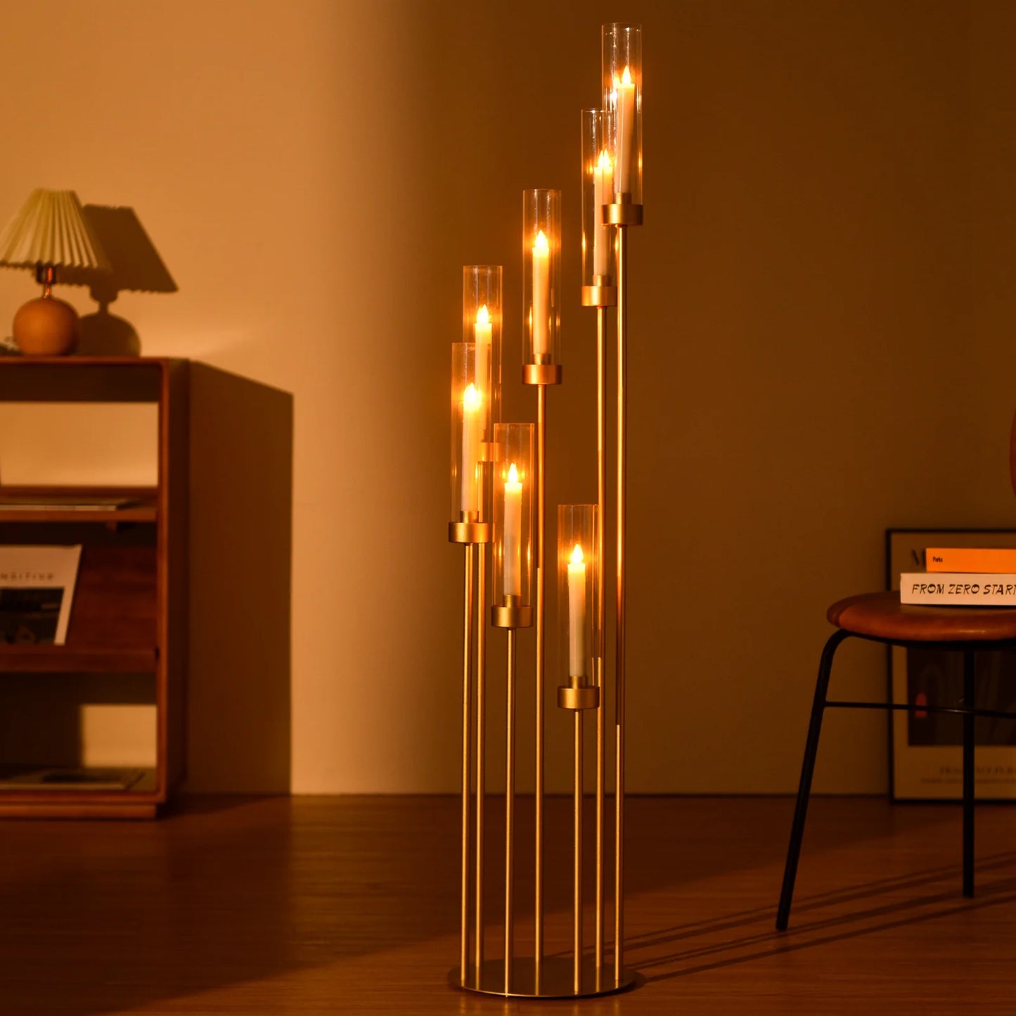 VINCIGANT 4-Pack 7-Arm Metal Floor Candelabra Centerpieces With Lampshade