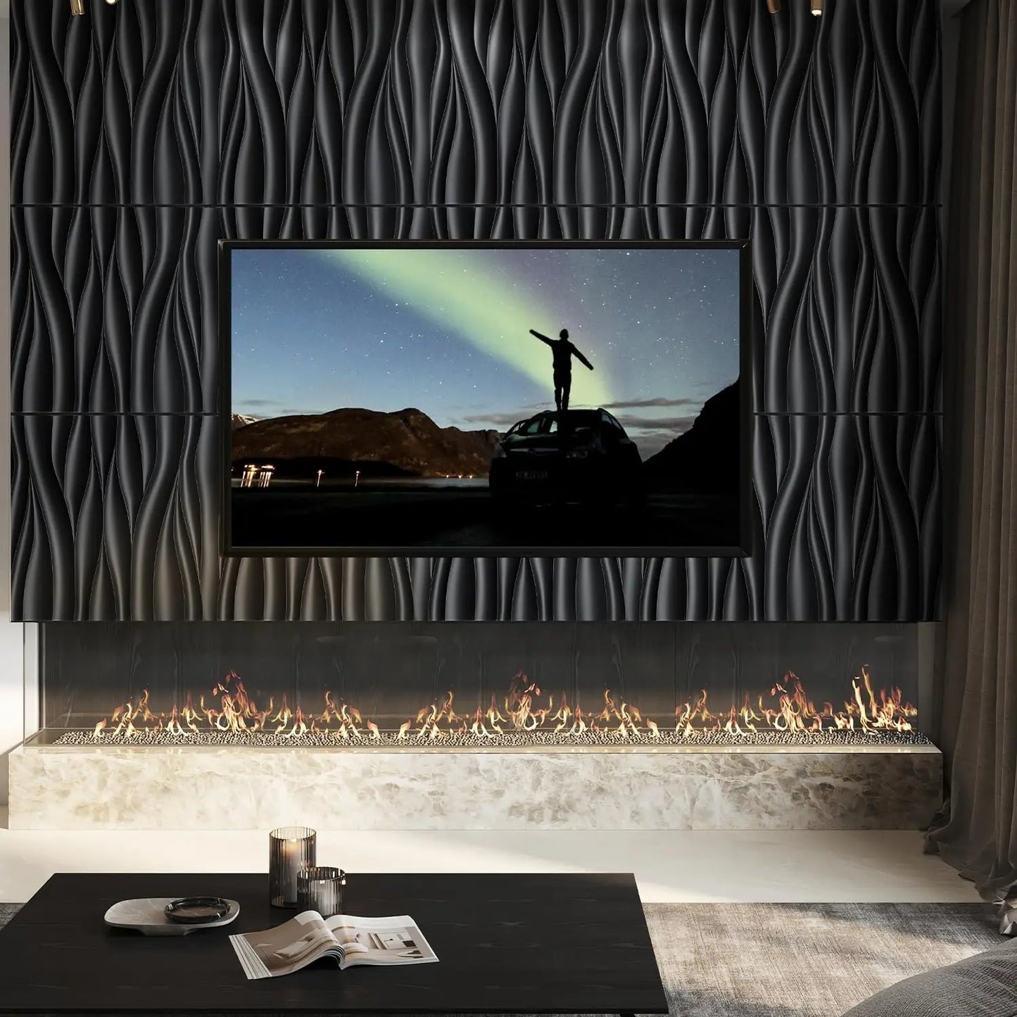 3D Wave Design Textured PVC Wall Panels For Modern Interiors