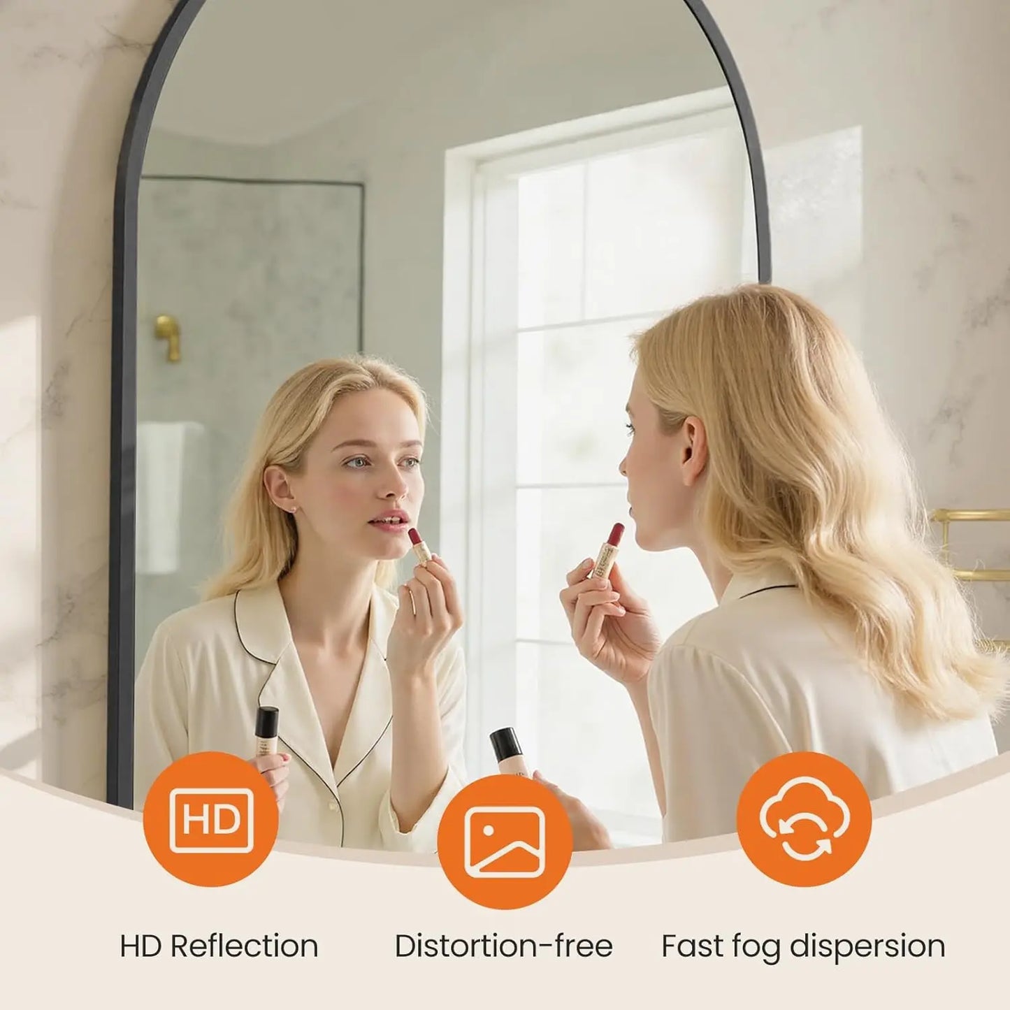 Arched Black Modern Bathroom Mirrors With Metal Frame