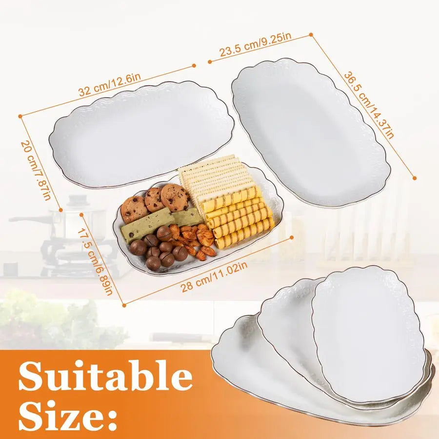 XMSJ Ceramic Serving Platter Set Oval Trays For Entertaining