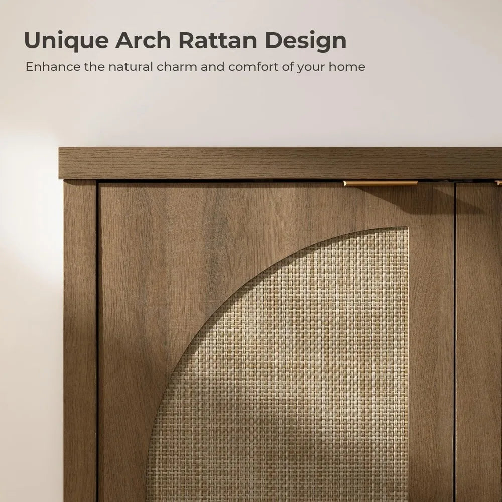 Rattan Sideboard Buffet Cabinets Set Of 2 For Living Room