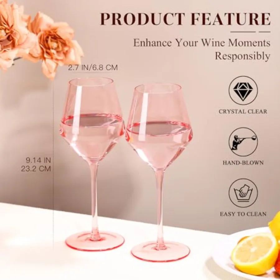 Hand Blown Crystal Wine Glasses With Tall Long Stems
