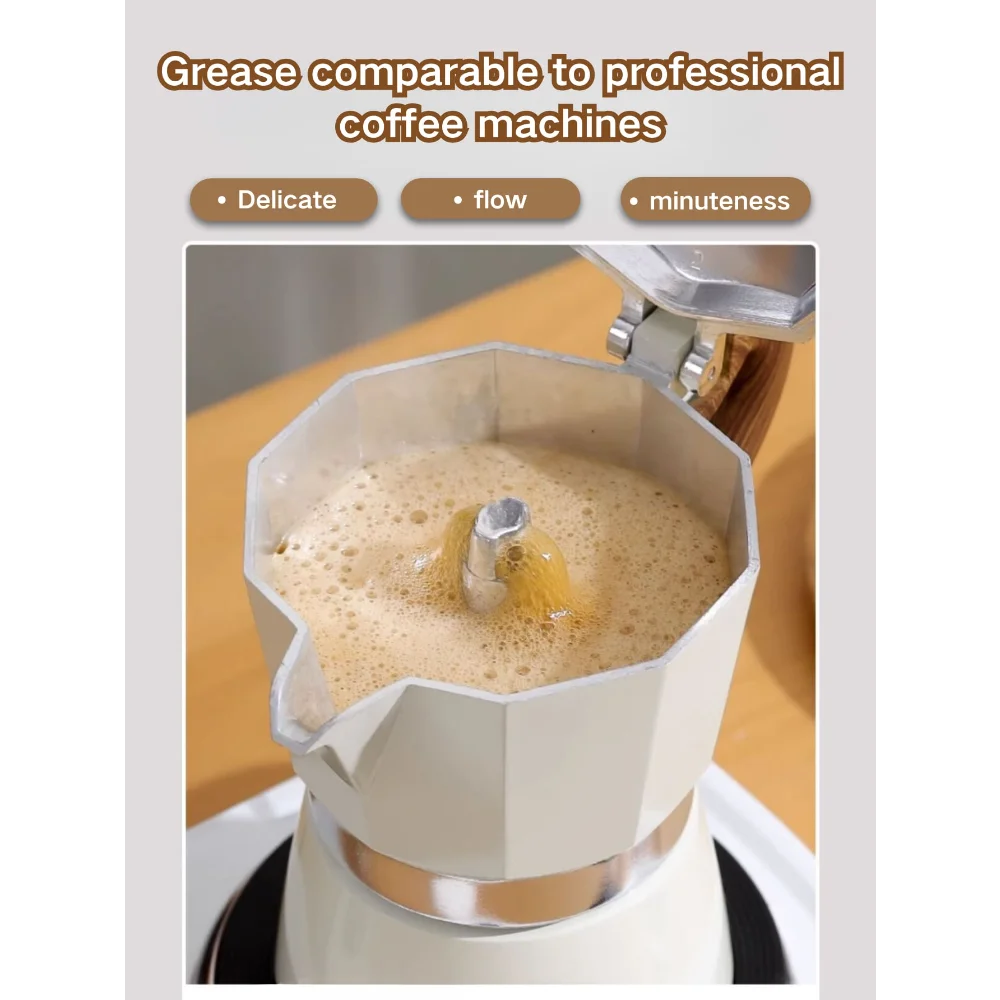 Aluminum Moka Pot Coffee Maker, Stovetop Italian Espresso Style Coffee Percolator with Wooden Handle for Coffee Lovers