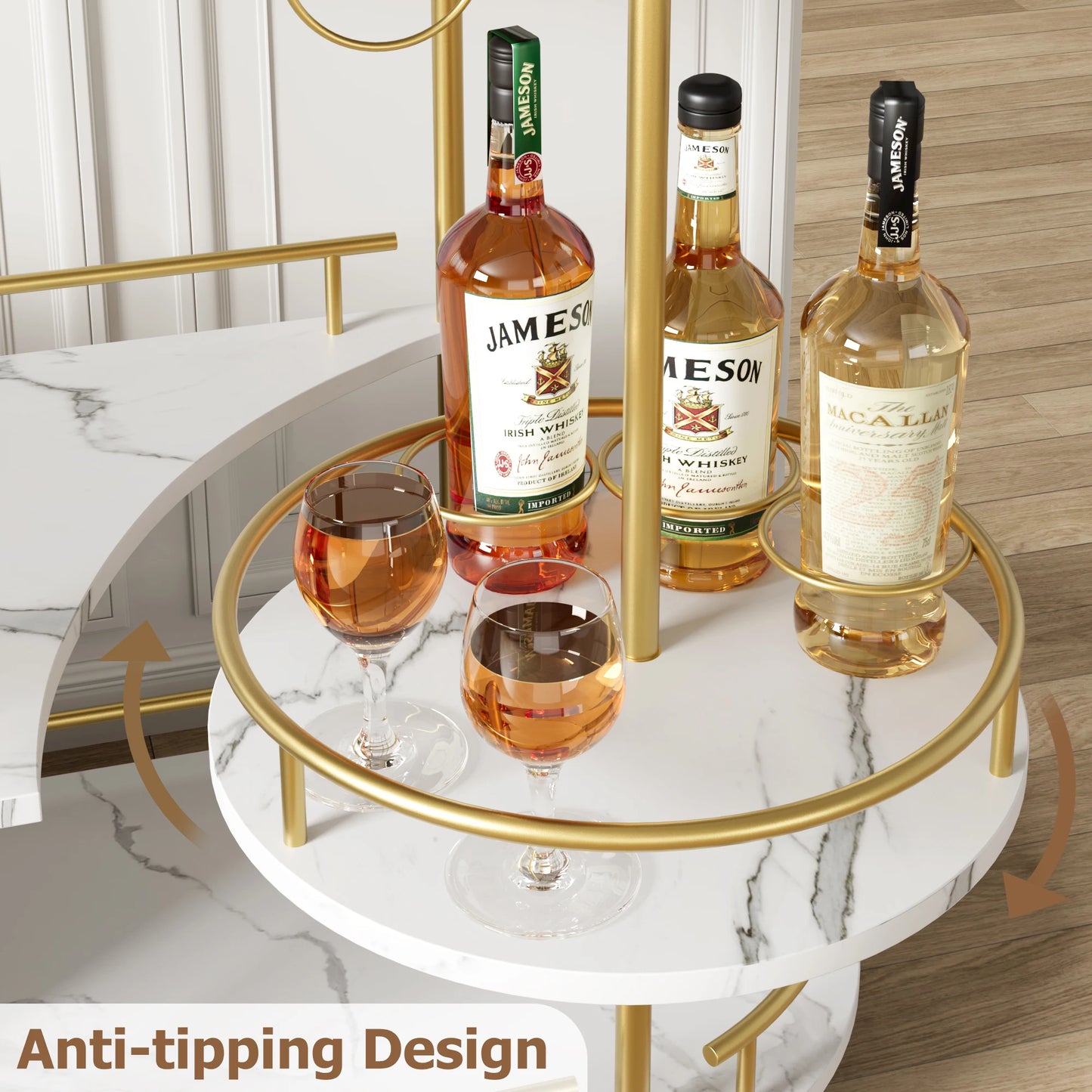 TWISTER.CK Four-Tier Bar Cart With Wine Rack And Glass Holder