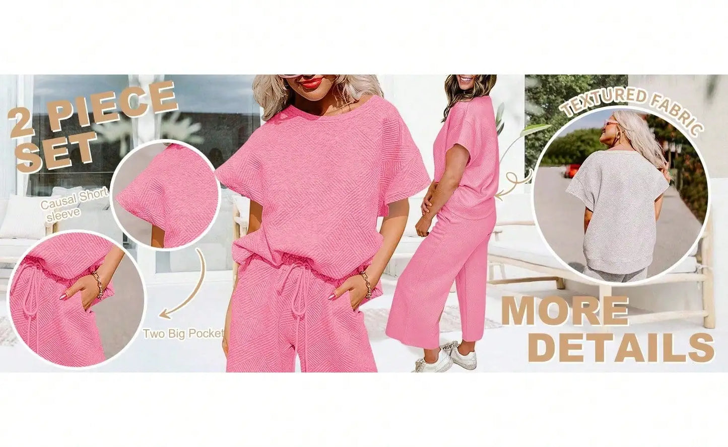 Fisoew Luxury Two Piece Sweatsuit Set With Drawstring Waist