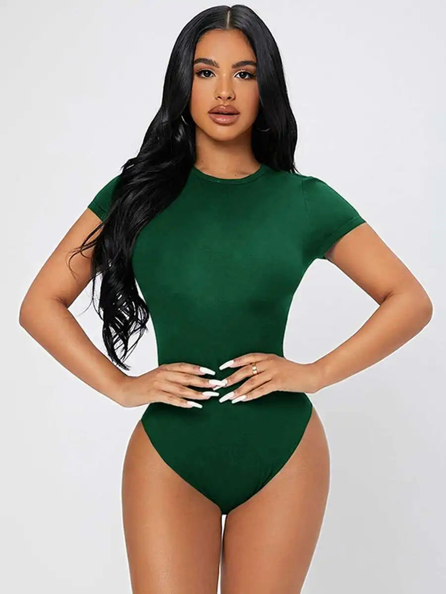 Slim Fit Short Sleeve Bodycon Bodysuit For Women