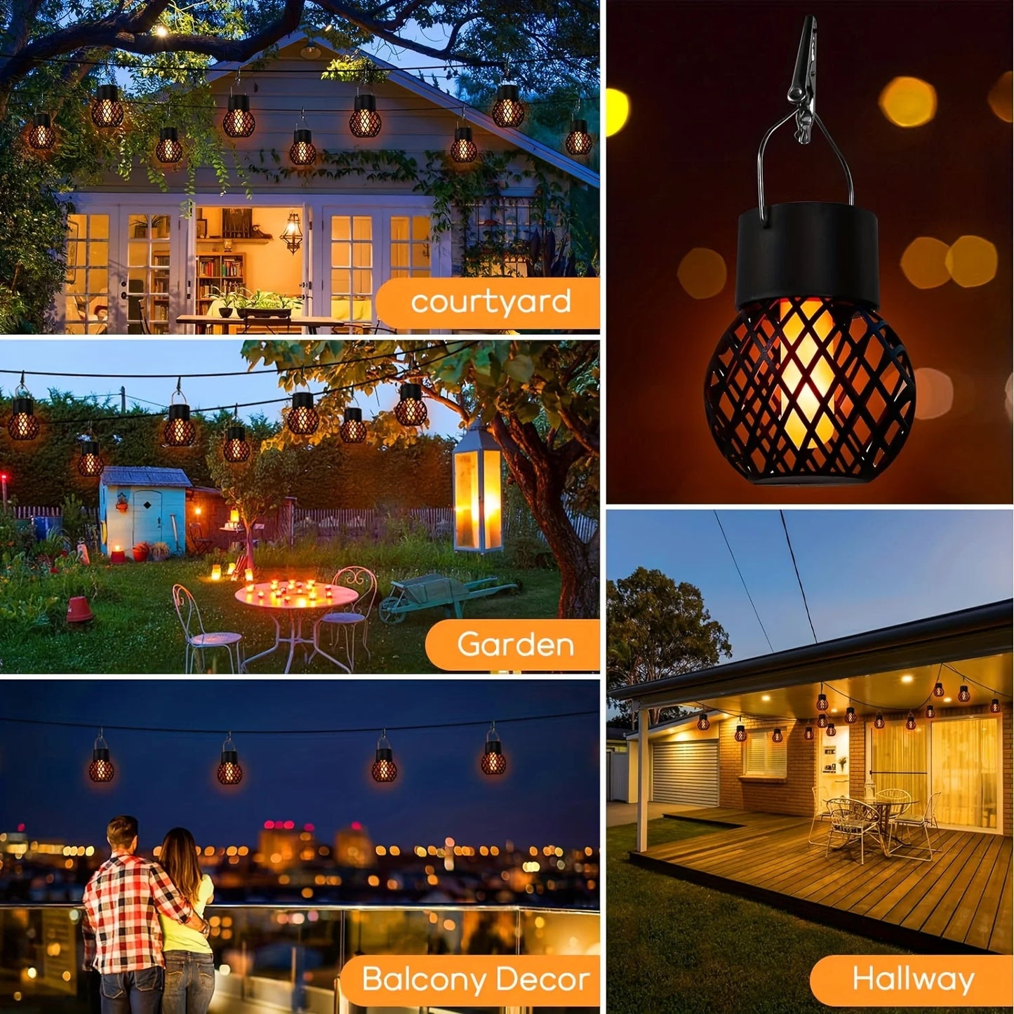 Solar Powered Outdoor Hanging Lights For Courtyards And Gardens