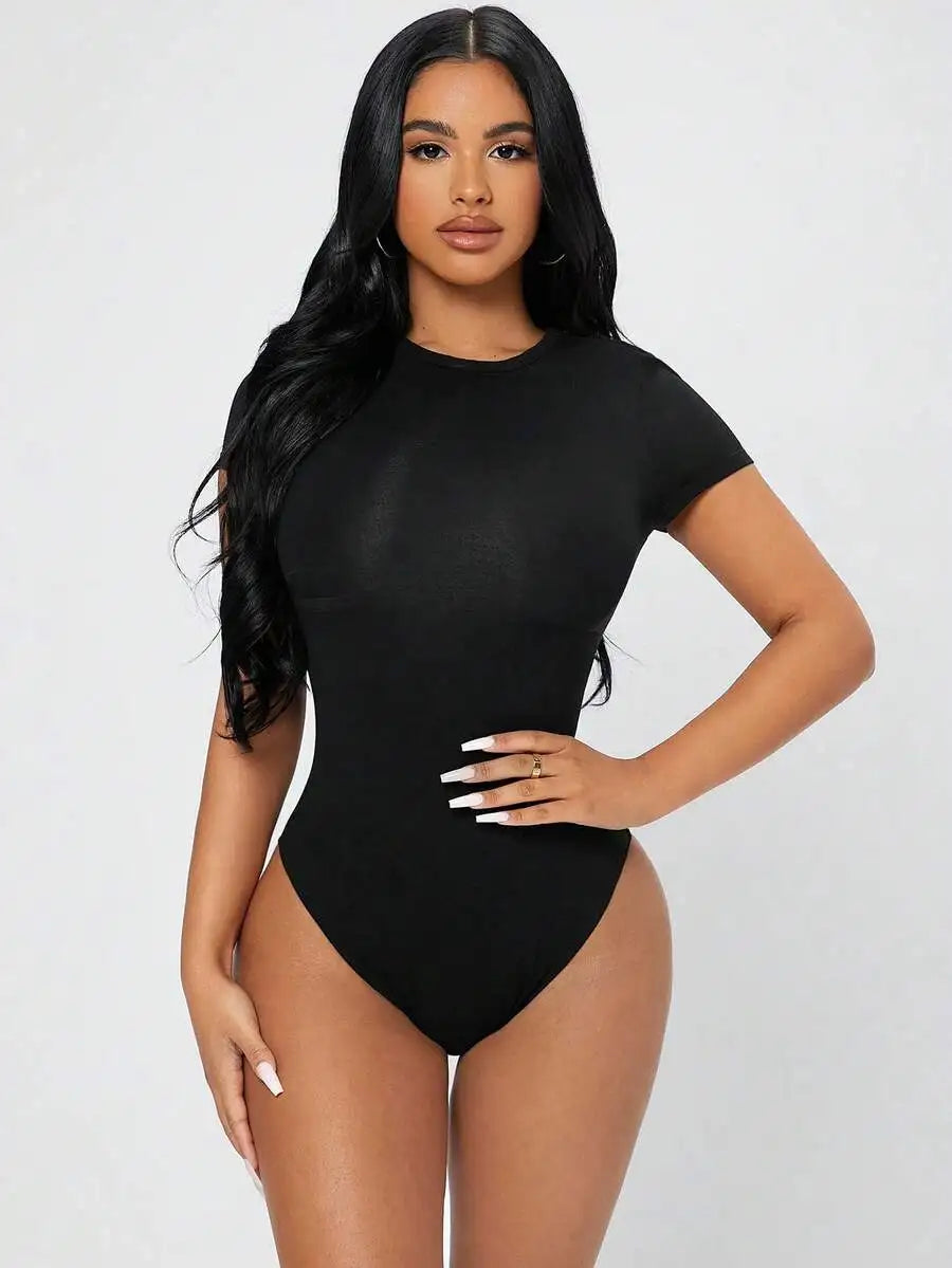 Slim Fit Short Sleeve Bodycon Bodysuit For Women